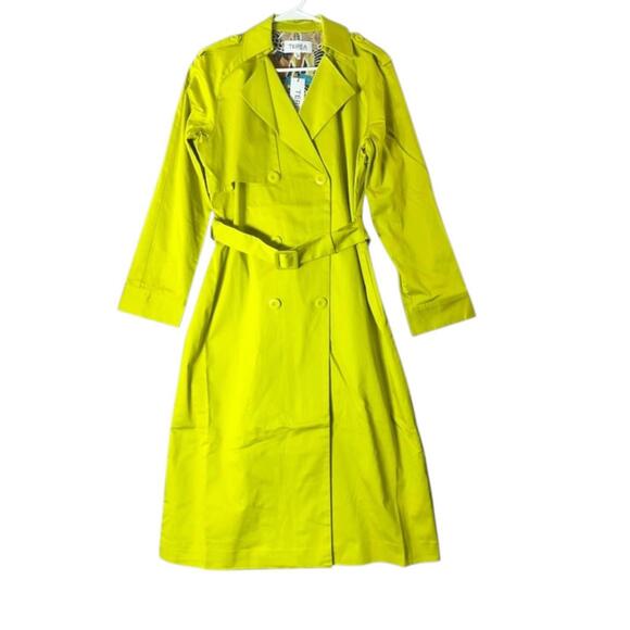 NWT Terea Women's NIcolette Belted Trench Coat Citronelle Size Large‎ - Picture 6 of 13